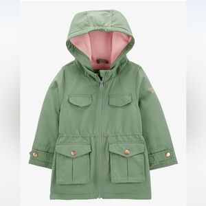OshKosh B'gosh Green Hooded Jacket with Pink Lining